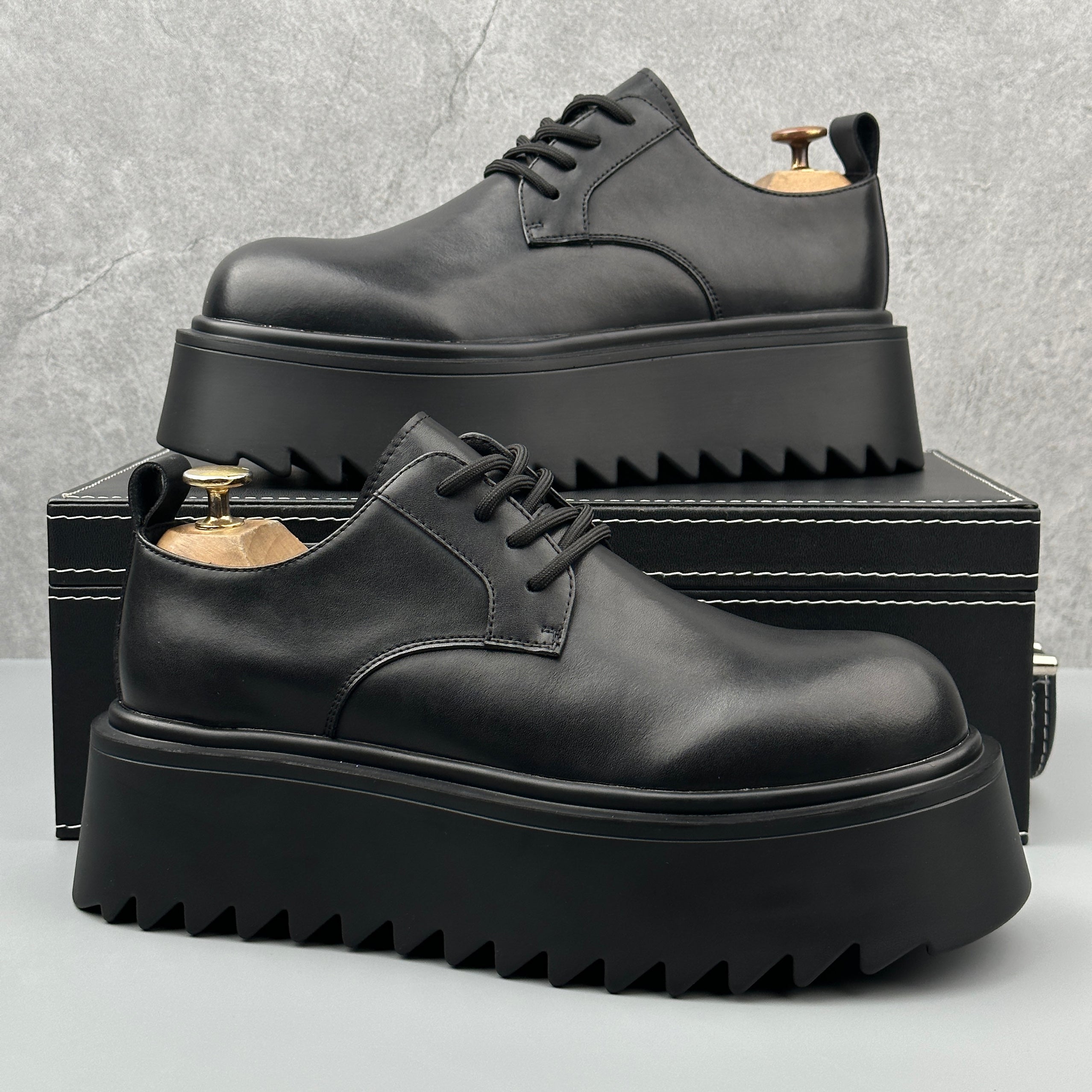 Hybriss BritRise Black– British Casual Leather Shoes