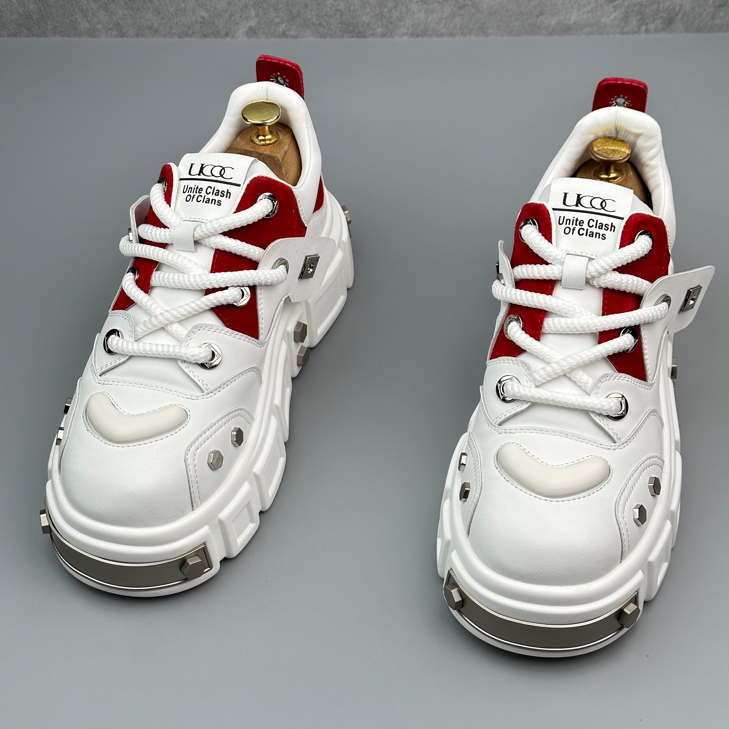 Hybriss RivetCore White Red– Chinese Style Dad Shoes