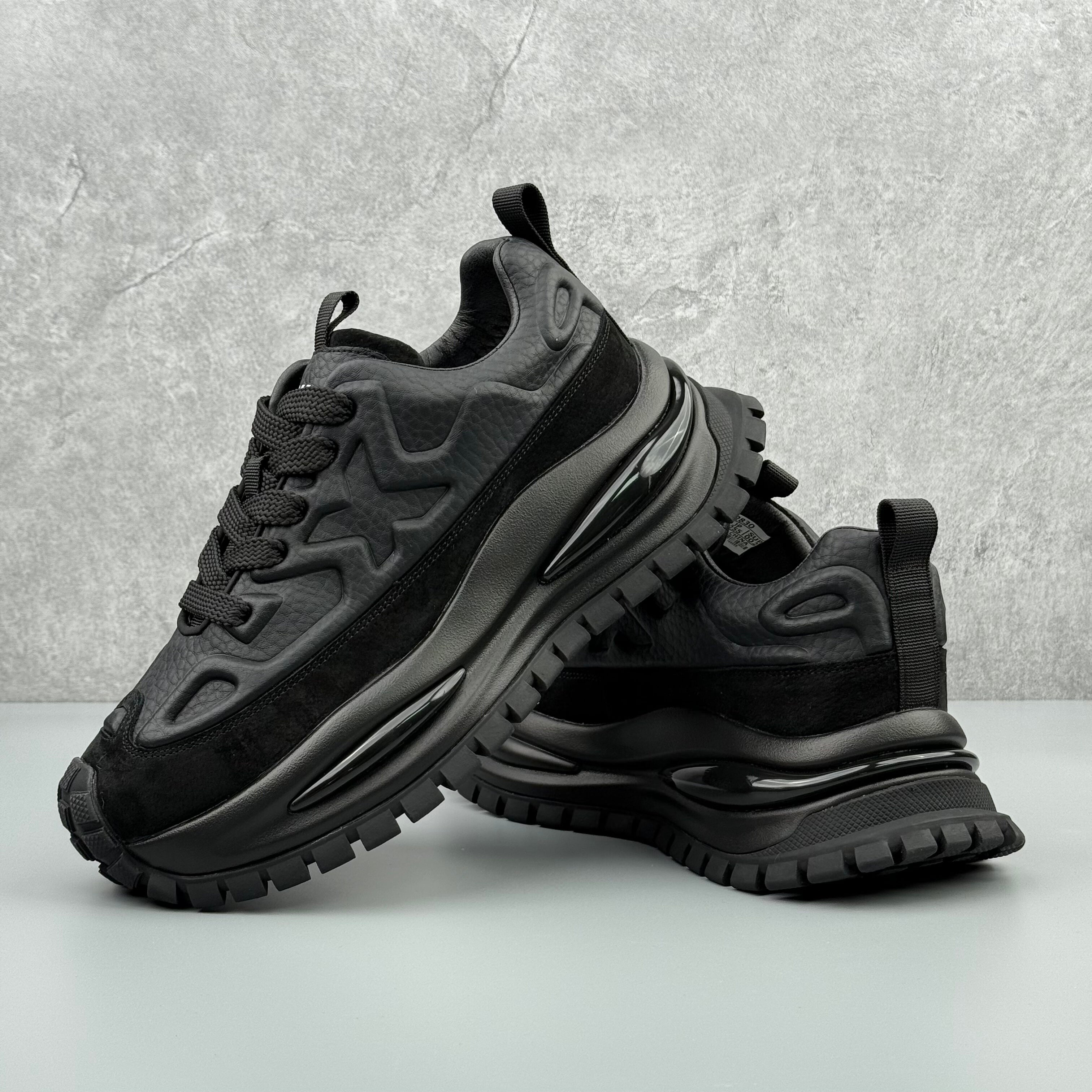 Hybriss GelCore Black– PU & Mesh Dad Shoes