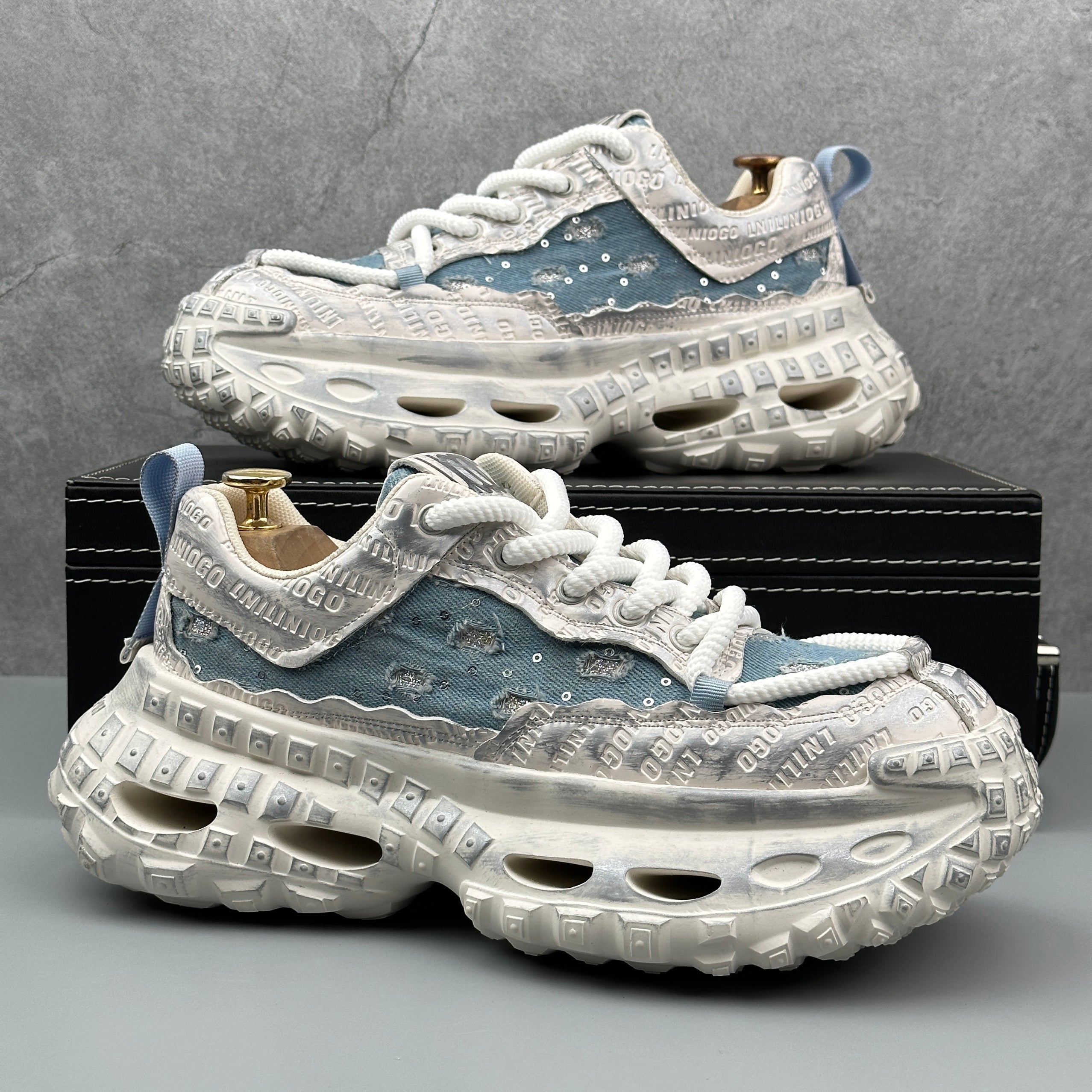 Hybriss RetroSpark Lake Blue– Youth Retro Dad Shoes