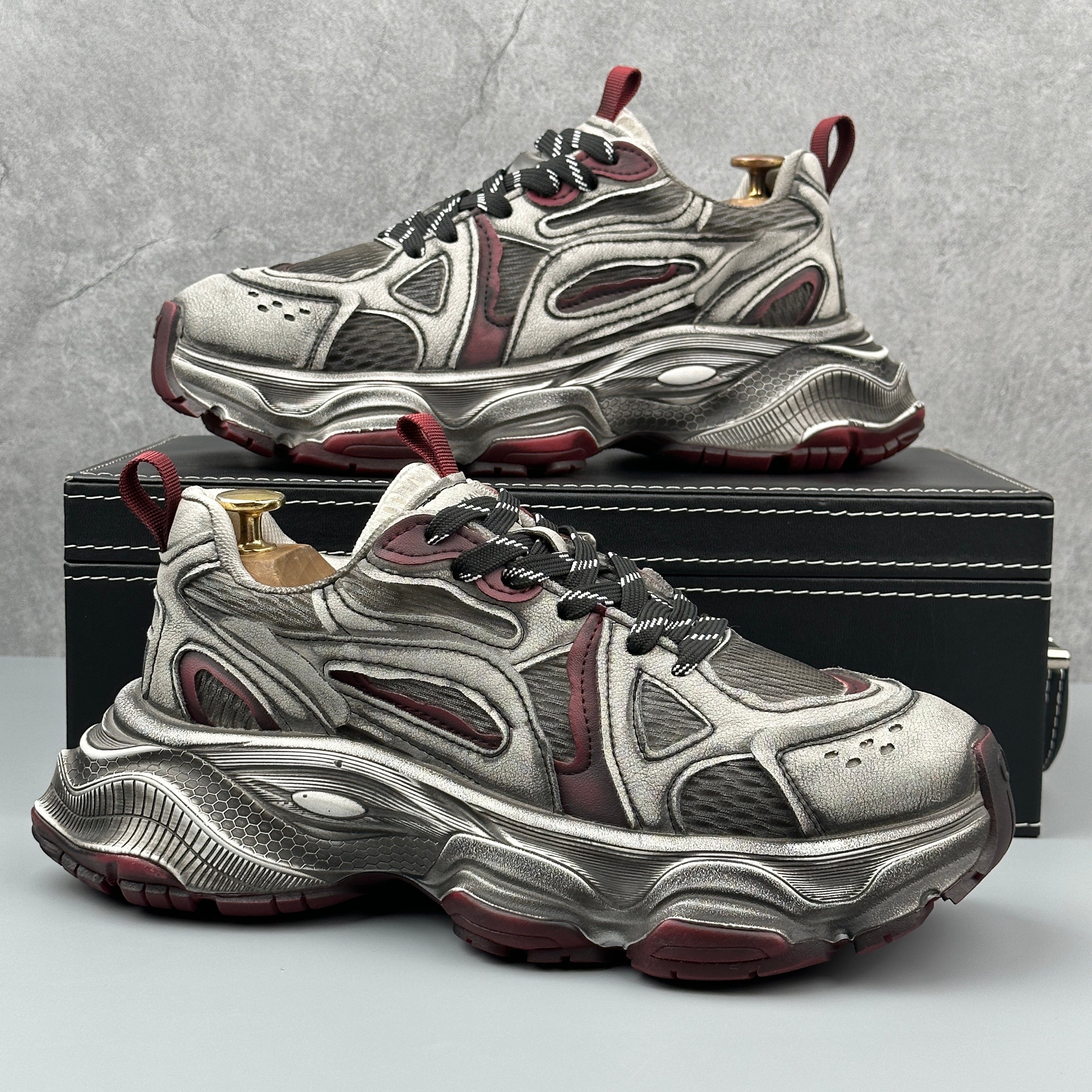 Hybriss RetroBreathe Wine Red– Youth Retro Dad Shoes