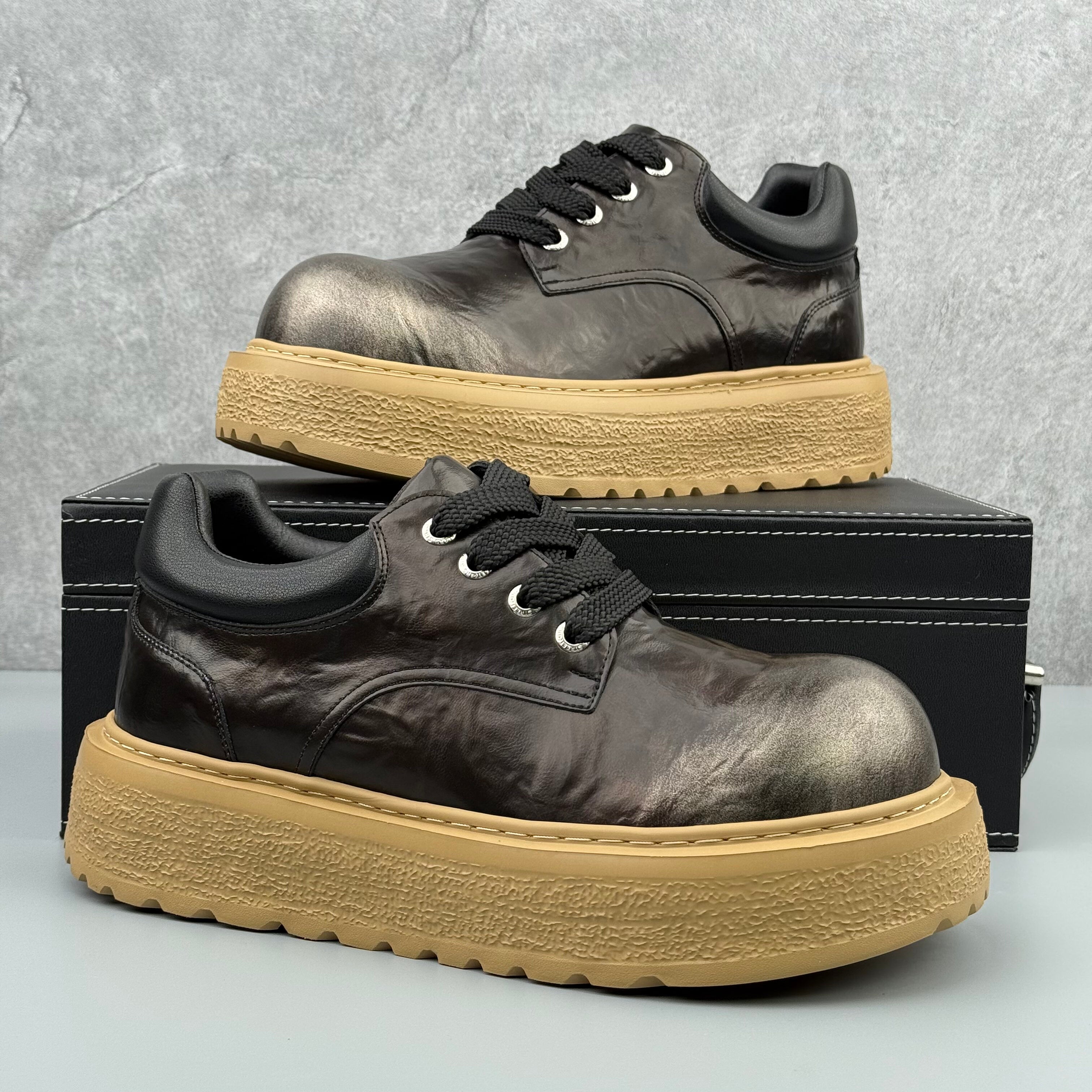 Hybriss MicroMartin Black– Short‑Tube Microfiber Leather Martin Boots