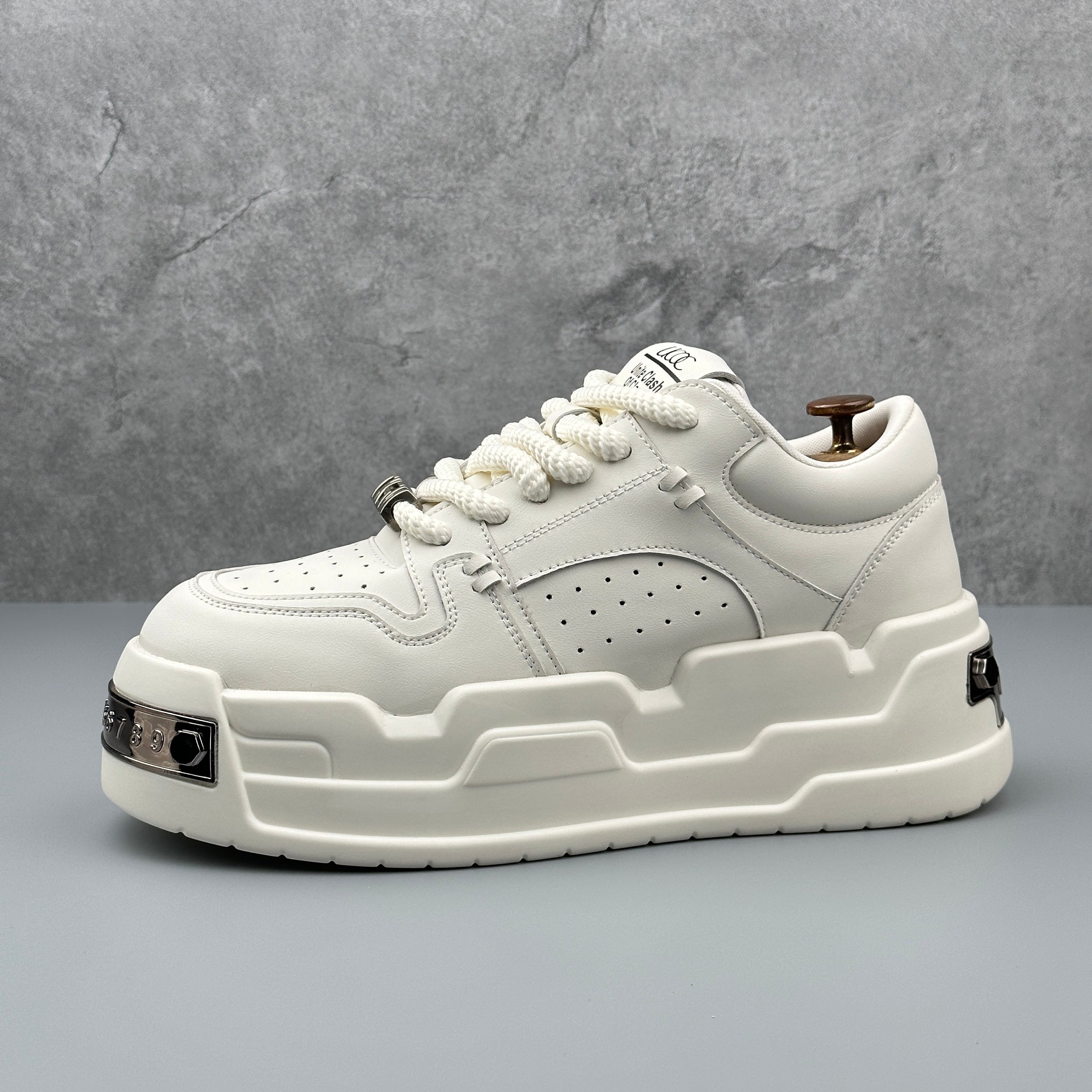 Hybriss MetalCore White– Microfiber Leather Sneakers