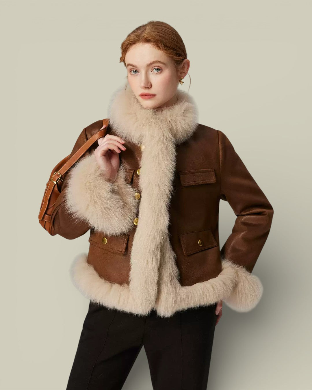 Hybriss "Celeste" Artisan Fox-Trimmed Jacket