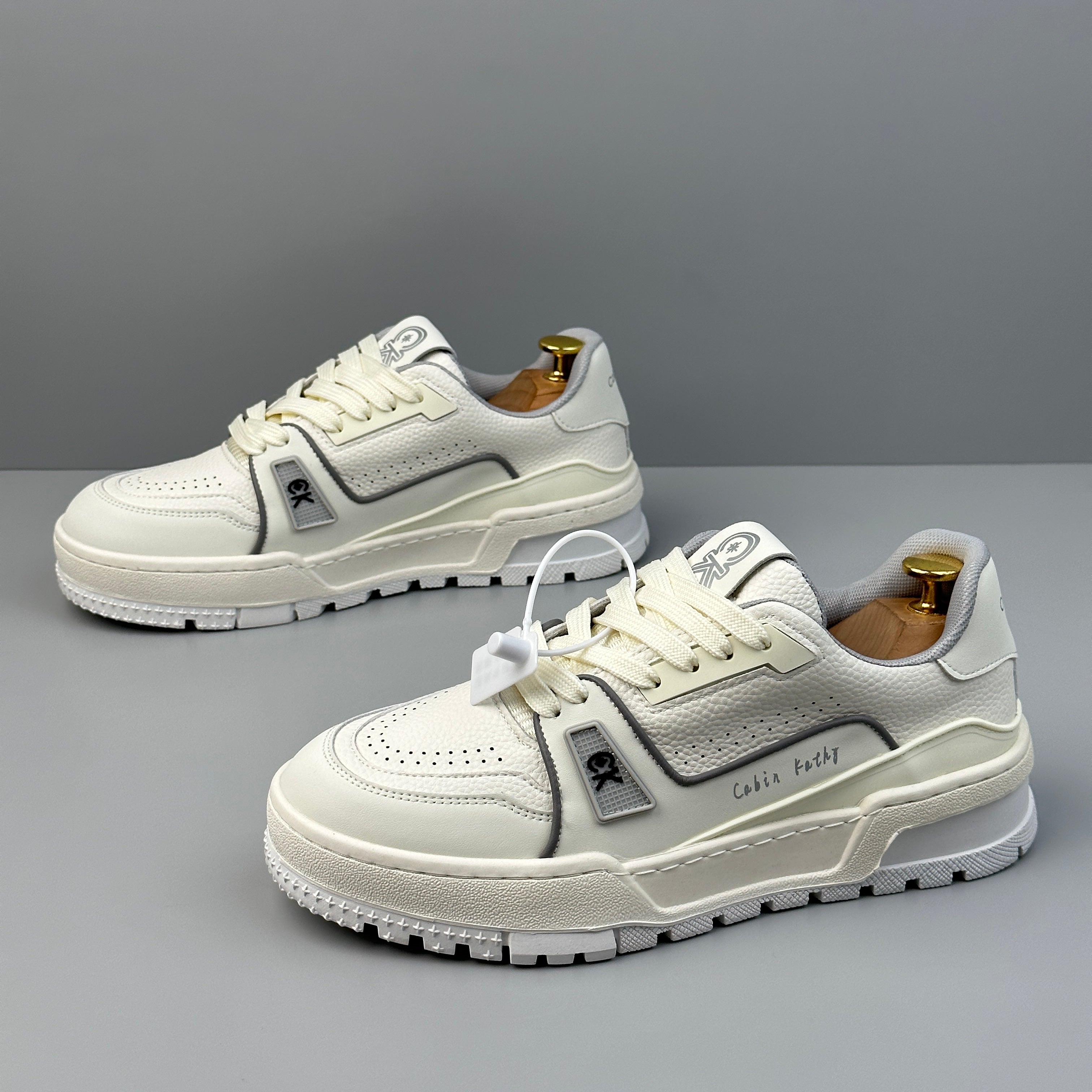 Hybriss KoreaSplice White Gray– Mikrofaserleder Sneakers