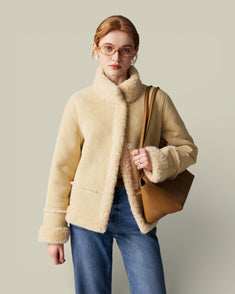 Hybriss "Solas" Buttermilk Eco-Fur Jacket