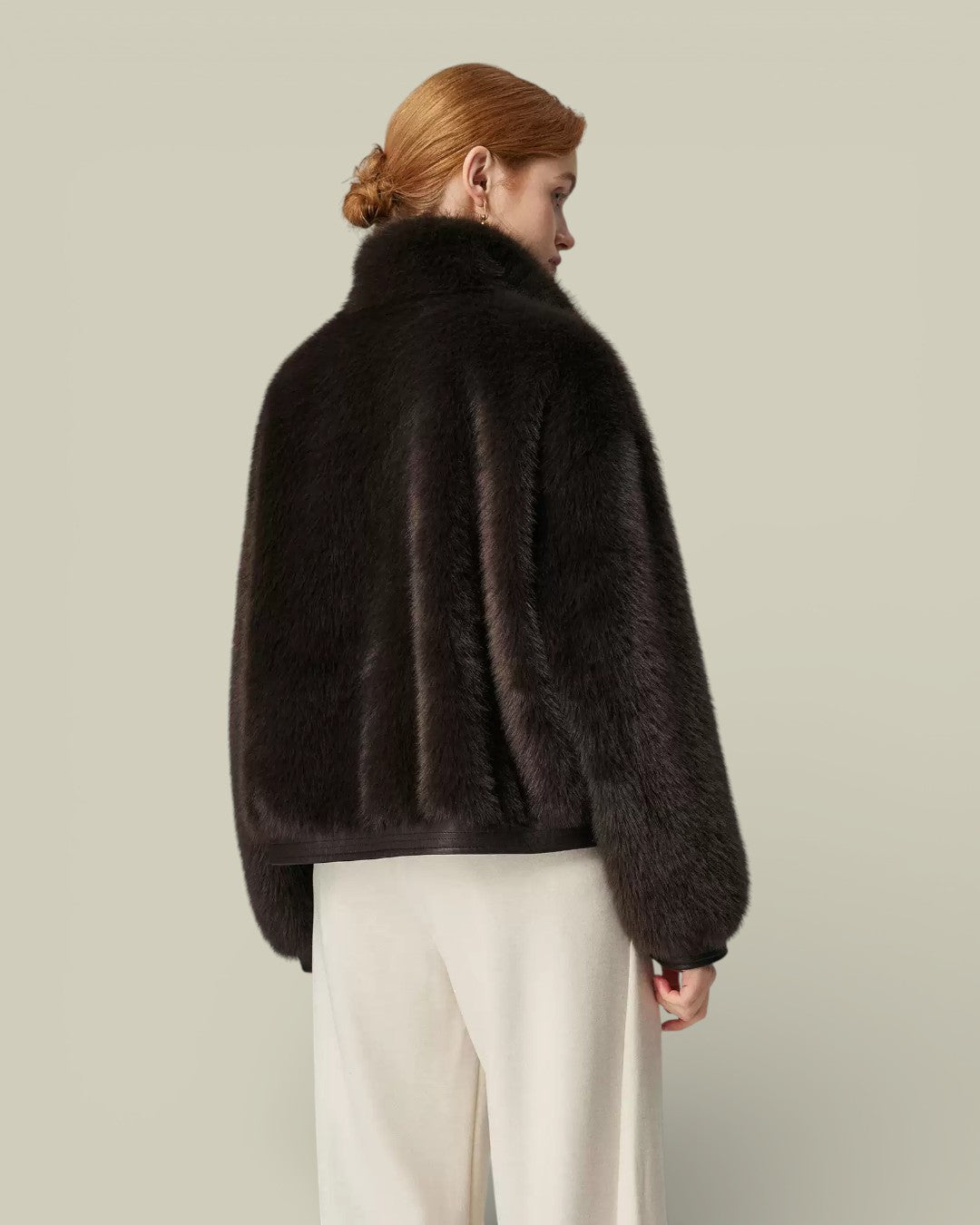 Hybriss "Obsidian" Stand-Collar Eco-Fur Jacket
