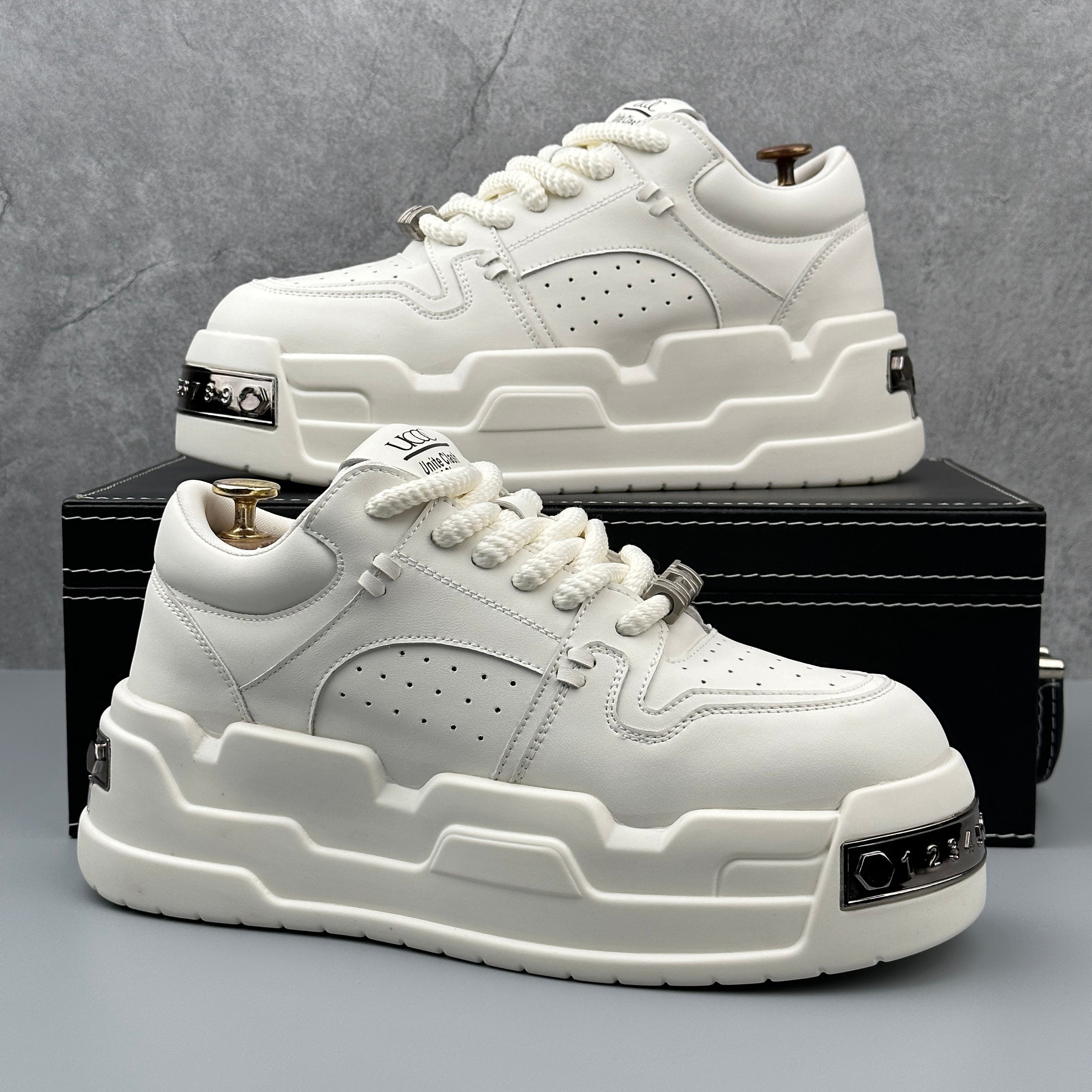 Hybriss MetalCore White– Microfiber Leather Sneakers