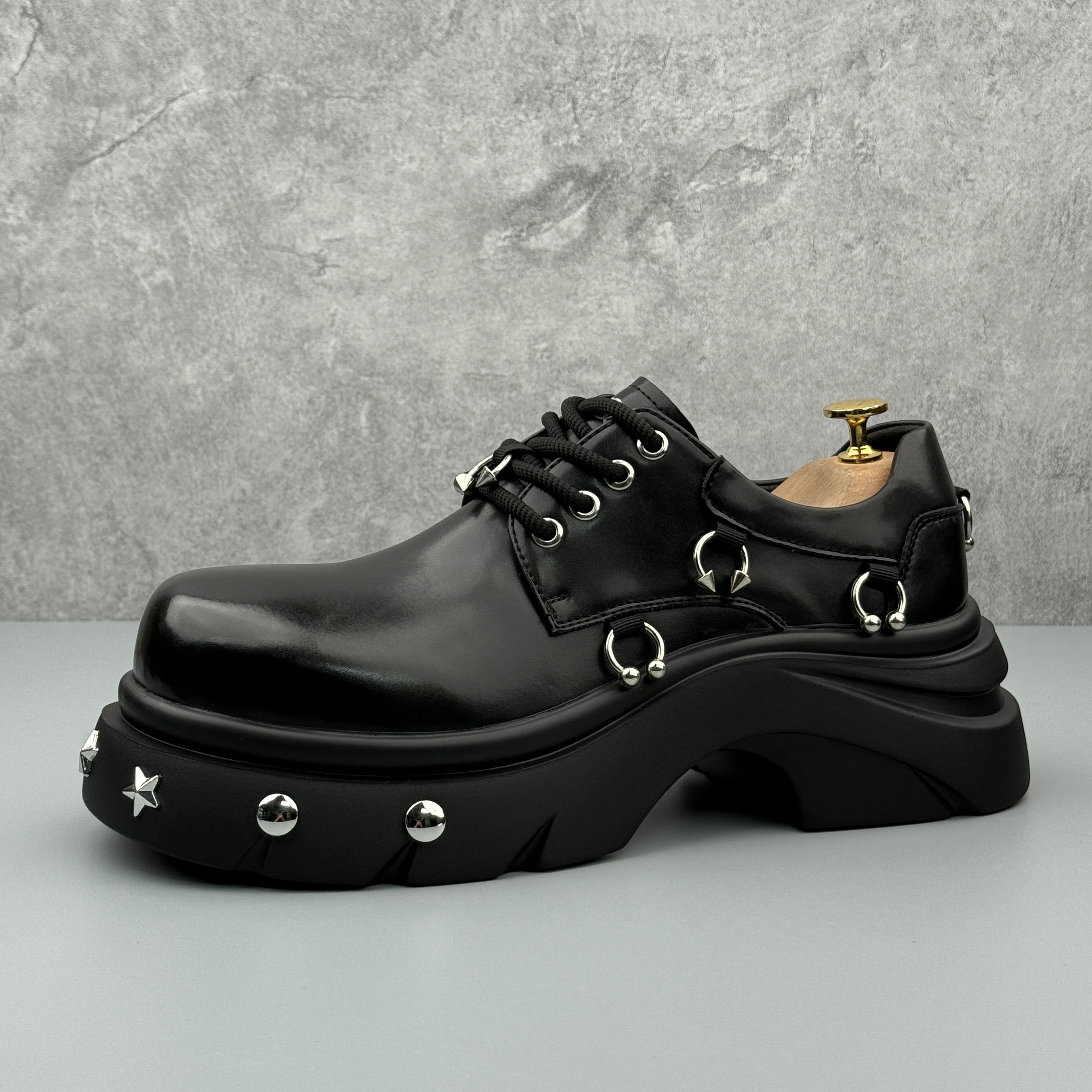 Hybriss Alloy Black– Youth Casual Leather Shoes