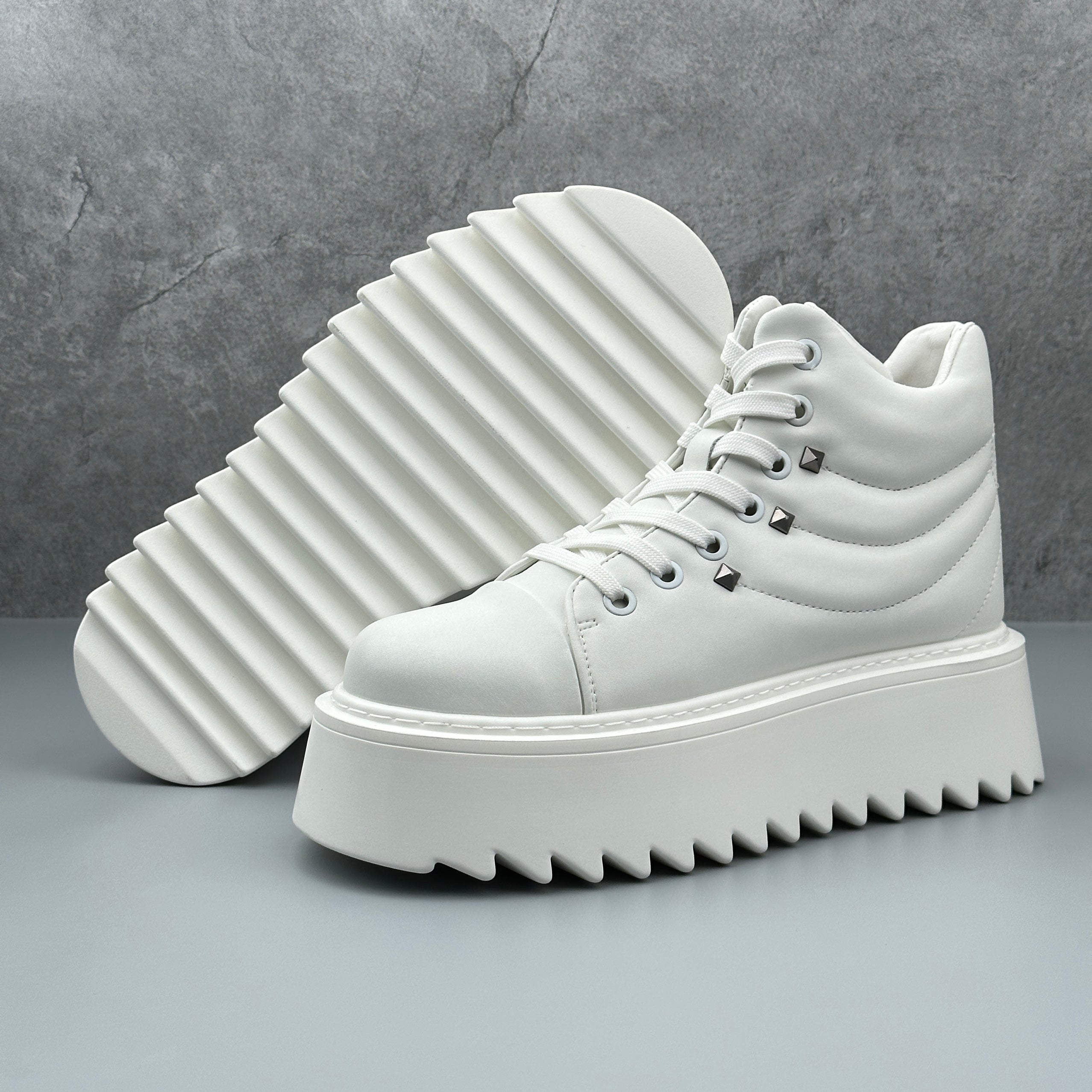 Hybriss Vortex White– Korean Style High-Top Boots