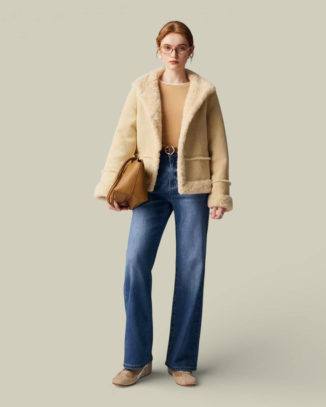 Hybriss "Solas" Buttermilk Eco-Fur Jacket